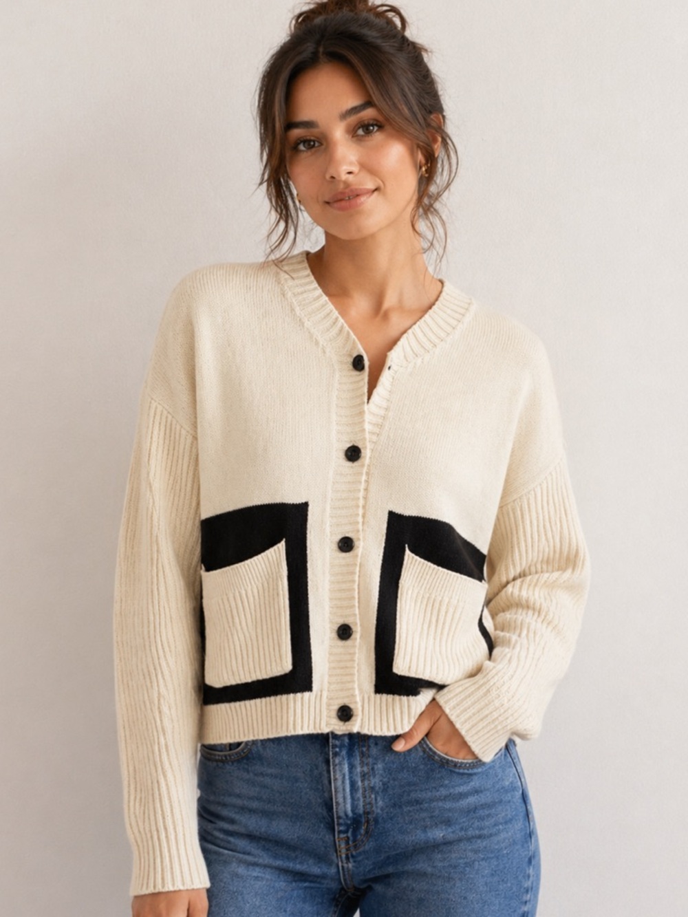 HARPER Cream Knit Cardigan XS